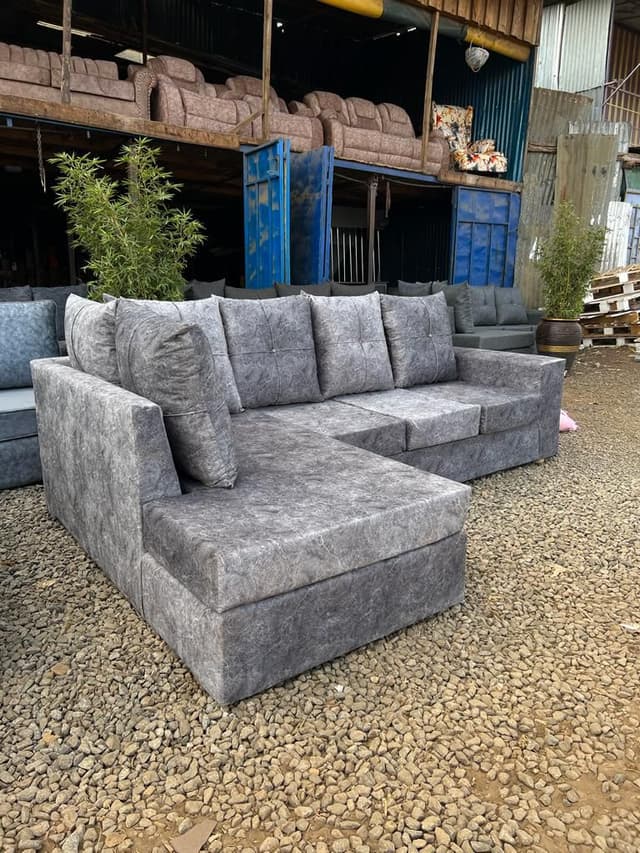 6 seater Grey L-shaped sofa